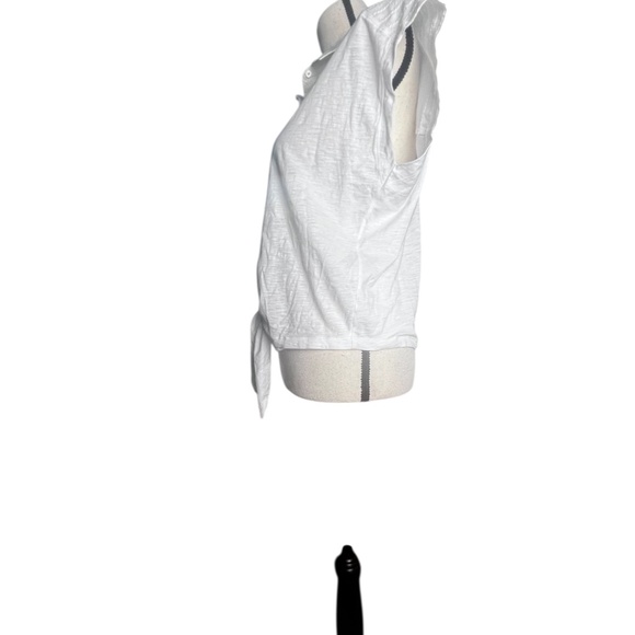 LOFT White Tie-Front Short Sleeve 100% Cotton Button-Down Top Sz S New With Tag - Picture 4 of 6